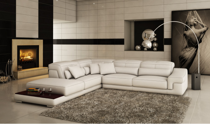 Multifunktions-Relac-Ecksofa Ledersofa Sofa Couch Polstersëtzer Eck-Sitz-Garnitur