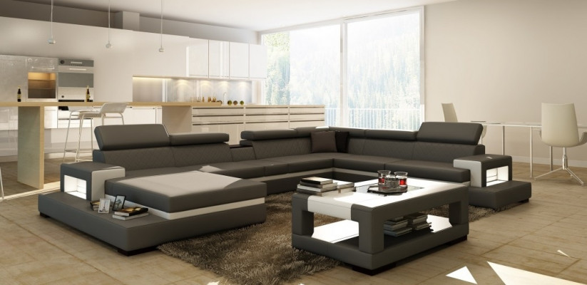 Ledersofa Sofa Ecksofa U-Form Canapé Wohnlandschaft Designer Sëtzeck LEONARDO-B
