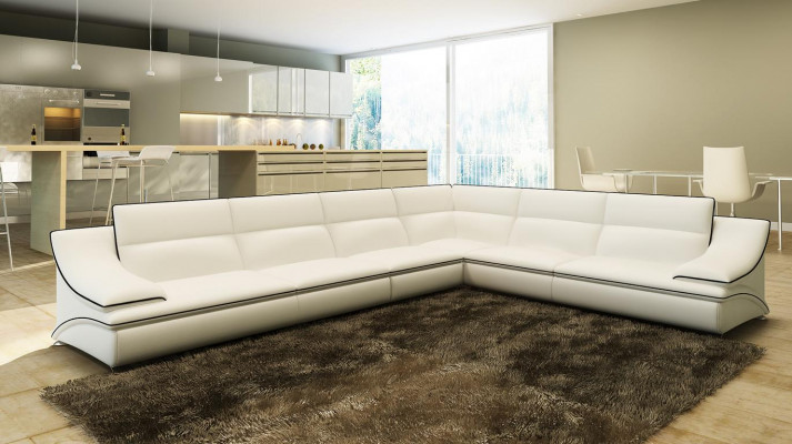 Ledercouch Wunnlandschaft Eckcouch XXL Polster Eck Sëtz Couch Garnitur
