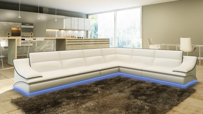 Ledercouch Wunnlandschaft Eckcouch XXL Polster Eck Sëtz Couch Garnitur