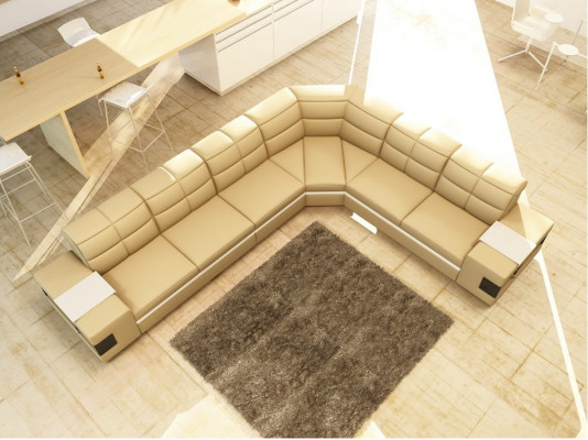 Ledersofa Designersofa Ecksofa Canapé Polstersofa Eckgarnitur mat Beleuchtung