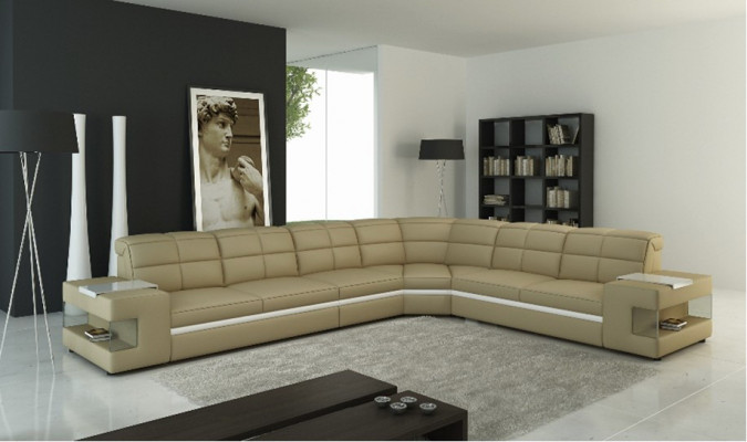 Ledersofa Designersofa Ecksofa Canapé Polstersofa Eckgarnitur mat Beleuchtung