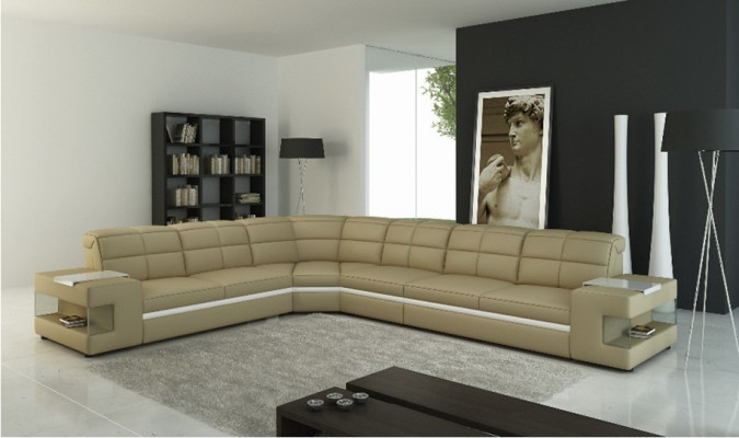 Ledersofa Designersofa Ecksofa Canapé Polstersofa Eckgarnitur mat Beleuchtung