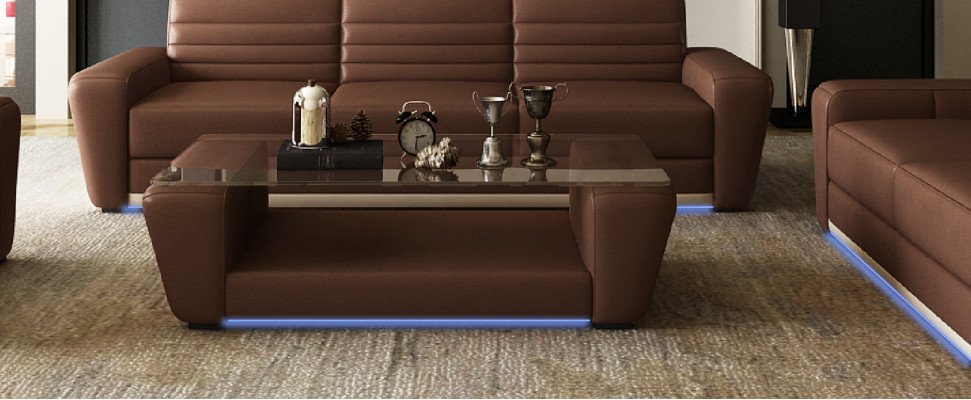 Modernt Designer Glasdësch Niewendësch Wunnzëmmer Dësch Couchtisch Sofa