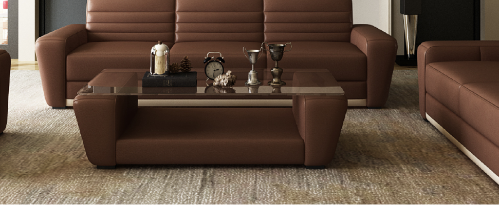 Modernt Designer Glasdësch Niewendësch Wunnzëmmer Dësch Couchtisch Sofa