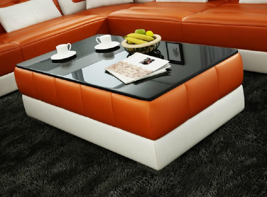 Sofadësch Design Dësch Wunnzëmmer Glas Lieder Canapé Sofa Bäistell Kaffi