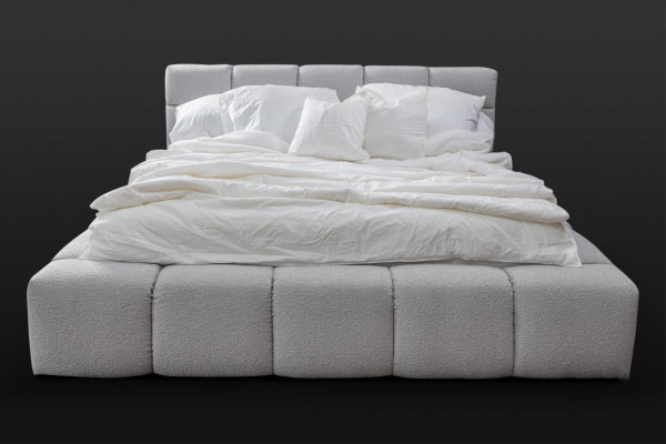 Bett gro Duebel Schlofkummer Luxus Design elegant Polsterung Stoff nei