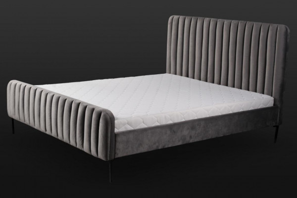 Grau duebelt Schlofzëmmer Holzmiwwelen Design elegant Stoff klassesch Miwwelen nei