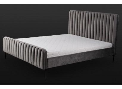 Grau duebelt Schlofzëmmer Holzmiwwelen Design elegant Stoff klassesch Miwwelen nei