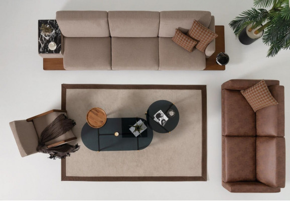 Sesel 1-Sëtz Sofa Textil Stoff Couch Këssen Design Miwwelen Nei Gro