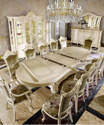Iesszëmmer Set Iess Grupp Holz Dësch Dëscher Komplett Set Iessdësch 12 Still 13-Teiler.