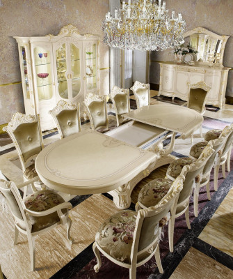 Iesszëmmer Set Iess Grupp Holz Dësch Dëscher Komplett Set Iessdësch 12 Still 13-Teiler.