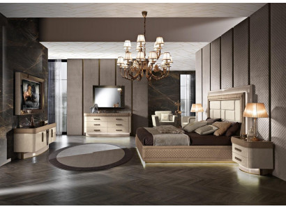 Bett Nuetsdësch Kommode Schlofzëmmer Set Design Luxus Komplett Italien Nei 7tlg.