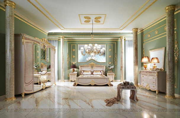 Design-Schlofzëmmer Komplett-Set Bett Nuetsdësch Komoud Nei Italien 6 Stéck Sets