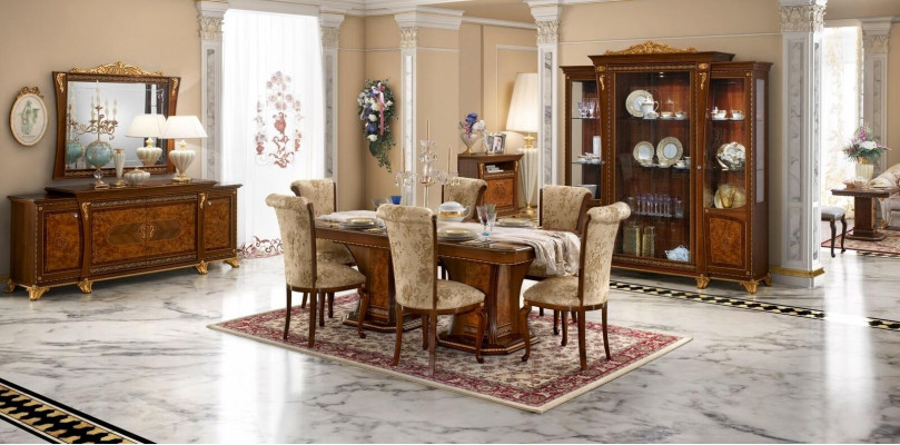 Iesszëmmer Set Garnitur Vitrine Dësch 6x Stull Kommode Spigel Barock Nei 10tlg.