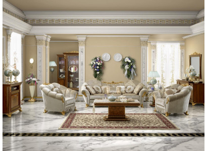 Wunnzëmmer Stoff Couch Couchgruppeset 3+1+1 Sëtzer Sofa Sitzpolster Italien