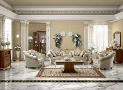 Wunnzëmmer Stoff Couch Couchgruppeset 3+1+1 Sëtzer Sofa Sitzpolster Italien