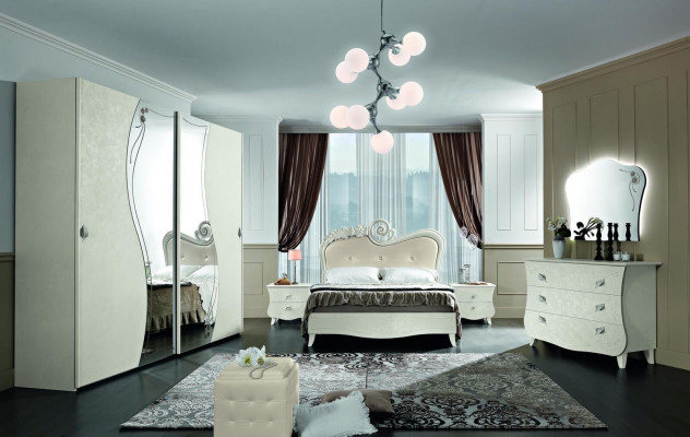 Design Schlofkummer Komplett Set Nuetsdësch Kleederschaf Barock Rokoko 6 Deeler.