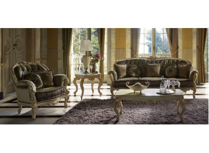 3+2 Sëtz Set Design Polster Sofas Textil Relax Klassesch Neien Braun