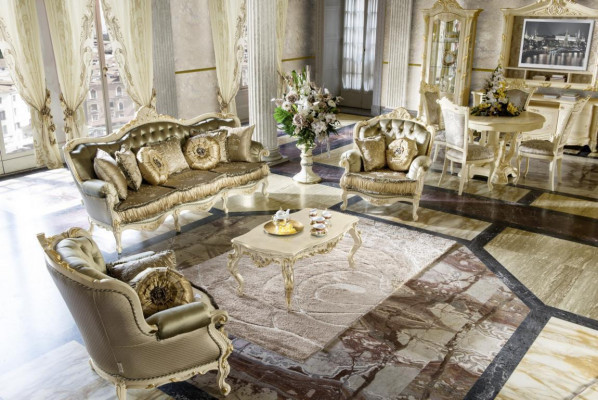 Sofa-Garnitur 3+1+1 Sëtzer Set Design Sofas Polster Couches Relax Canapé Sofa Neit