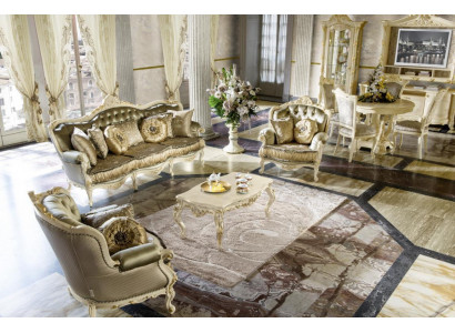 Sofa-Garnitur 3+1+1 Sëtzer Set Design Sofas Polster Couches Relax Canapé Sofa Neit