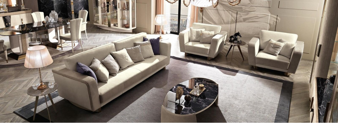 Italienesch Miwwelen Sofagarnitur 3+1+1 Sëtz Set Design Sofa Polster Couchen Canapé.