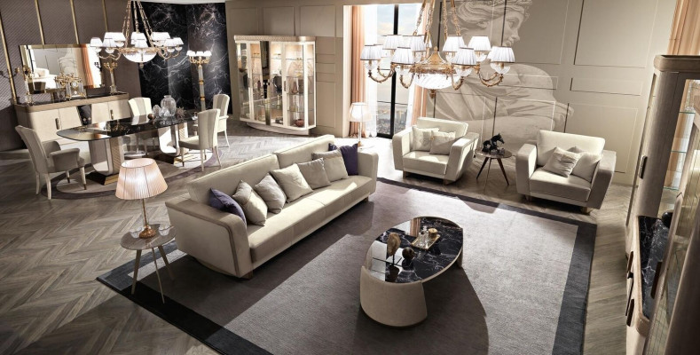 Italienesch Miwwelen Sofagarnitur 3+1+1 Sëtz Set Design Sofa Polster Couchen Canapé.