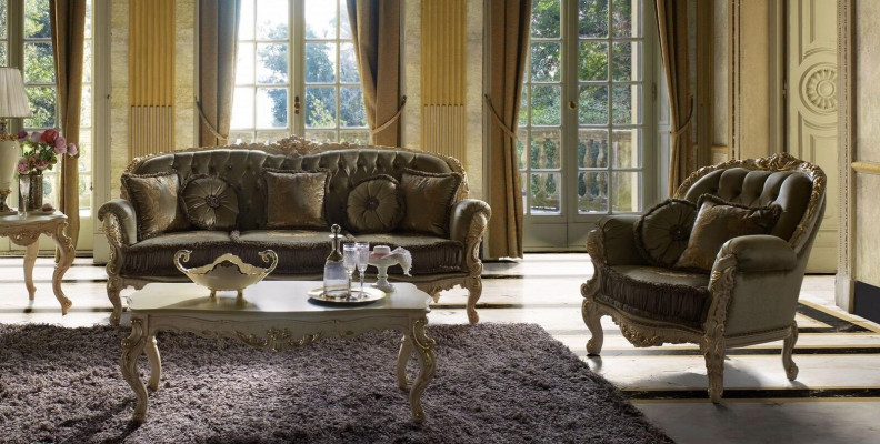 Italienesch Design Sofa Sofagarnitur 3+1 Sëtzer Canapé Polster Garnitur Miwwelen