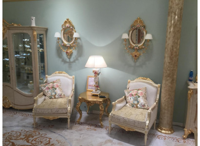 Fautteuil Canapé Couch-Dësch Dësch Canapéen Wunnzëmmer Set 2x Fautteuil Niewendësch 3-dëelg.