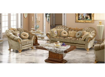 Design Pouf Sofas Textil Relax Modern Garnitur Beige Sëtzgrupp 3+1 Sëtzer