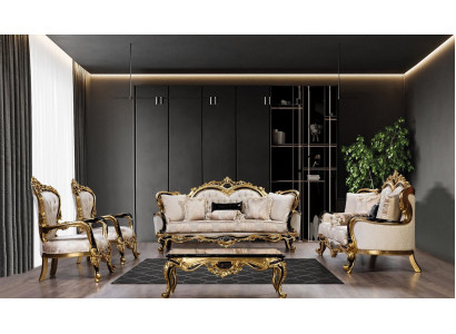 Sofa Chesterfield Barock Canapé 5tlg Set Sofagarnitur 3+3+1+1 Sëtz Dësch