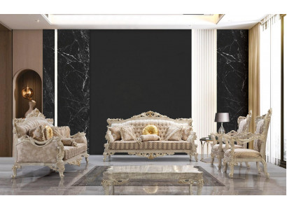 Sofagarnitur Sofa Canapé Sofas Canapéen Klassesch Miwwelen 5tlg. Garnitur Miwwelstücker