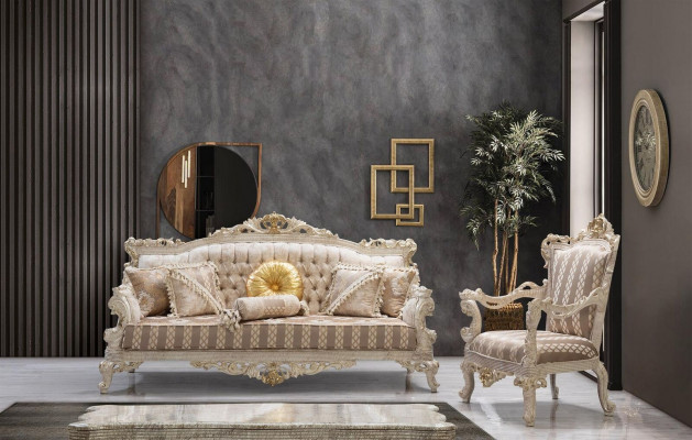 Sofagarnitur Klassesch Luxus Sofas Fotell Wunnzëmmer Set 3+1 Sëtz Chesterfield