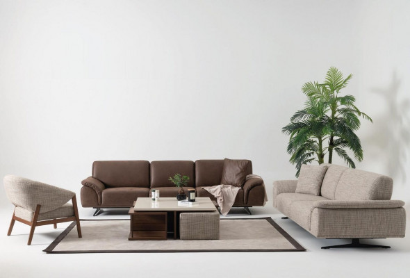 Luxus Wohnlandschaft Dräisëtzer Sofa Bequem Couchen Miwwelen brong