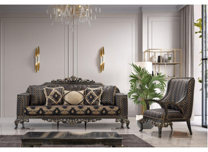 Luxus Chesterfield Sofagarnitur 3+1 Sëtzer Klassesch Sofa Barock Polstersëtz