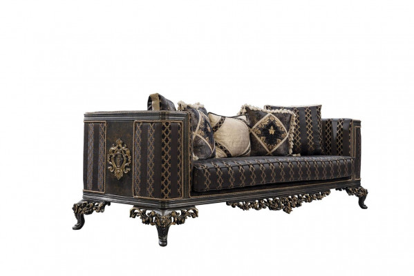 Barock Rokoko 3-Sëtzer Designer Sofa Couch Polstersofa Couchen Stoff Textil Nei