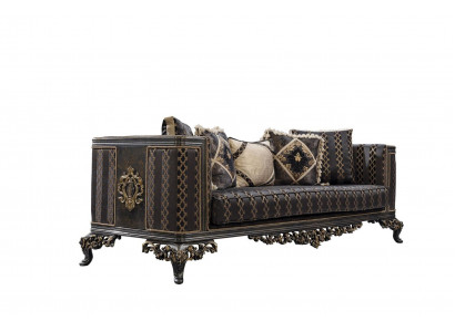 Barock Rokoko 3-Sëtzer Designer Sofa Couch Polstersofa Couchen Stoff Textil Nei