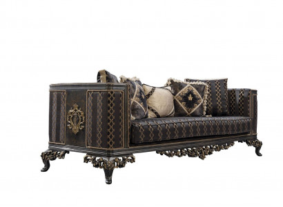 Barock Rokoko 3-Sëtzer Designer Sofa Couch Polstersofa Couchen Stoff Textil Nei
