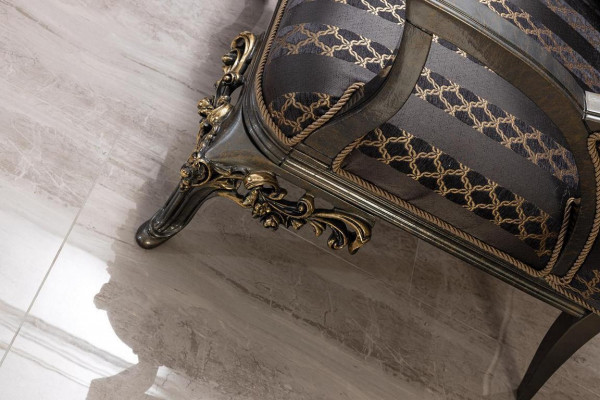 Barock Rokoko 3-Sëtzer Designer Sofa Couch Polstersofa Couchen Stoff Textil Nei