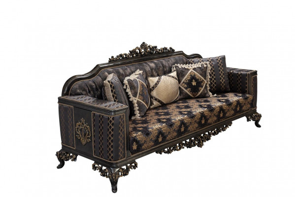 Chesterfield 3 Sëtzer Designer Sofa Luxus Polster Sofas Couchen Stoff Textil Nei