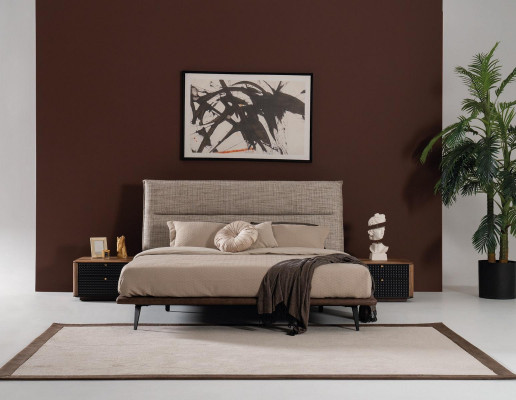 Italienesch Schlofzëmmer Bett 2x Nuetsdësch 3tlg. Luxus Stil Modern