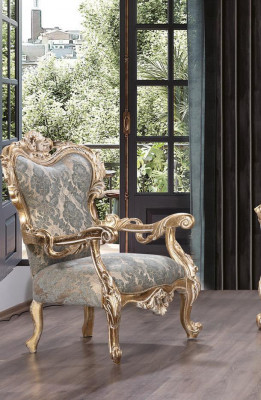 Fotell Ouerfotell Chesterfield Stull Sëtz Polster Canapé Lounge Holz Luxus Nei