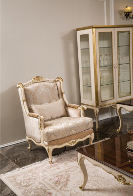 Barock Still Gold Beige Still Einsitzer Klassesch Stil Miwwelen Samt Holz