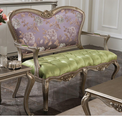 Barock Rokoko Bank Canapé Faarweg Bänken Couch Klassesch Miwwelen Chesterfield