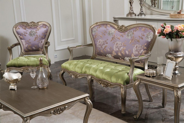 Barock Rokoko Bank Canapé Faarweg Bänken Couch Klassesch Miwwelen Chesterfield