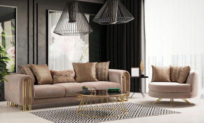 Luxus Design Still Sëtzgeleeënheet Klassesch Stil Design Textil Wunnzëmmer Lounge Nei