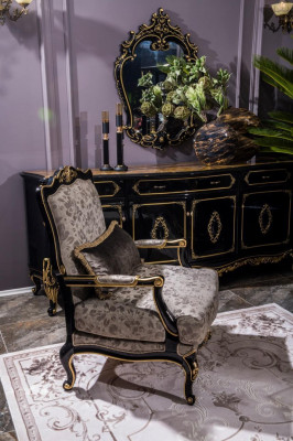 Fauteuil Polster Designer Textil 1 Sëtzer Polster Einsëtzer Miwwelen Barock