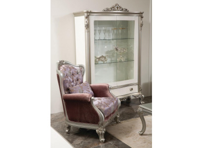Klassesche Fauteuil mat Blummenmuster Lila Sofaeenzer Barock Rokoko