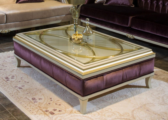 Holz Couchtisch Kaffisdësch Bäisetelltësch Design Dësch Luxus Glastësch