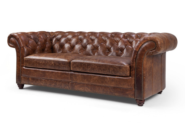 Chesterfield 100% Echt Lieder Ledersofa Sofa Couch Polster Klassesch Couchen